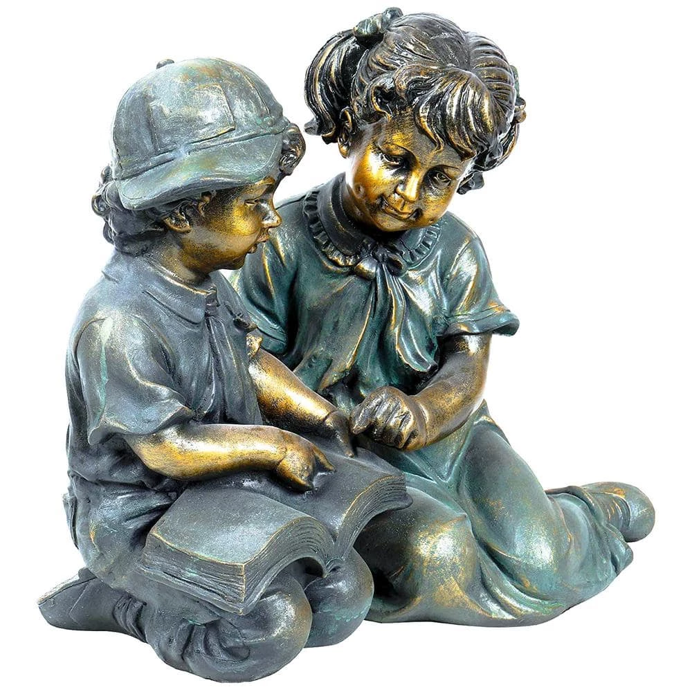 Alpine Corporation 2-Piece Indoor/Outdoor Girl and Boy Reading Statue Set Yard Art Decoration - Image 8