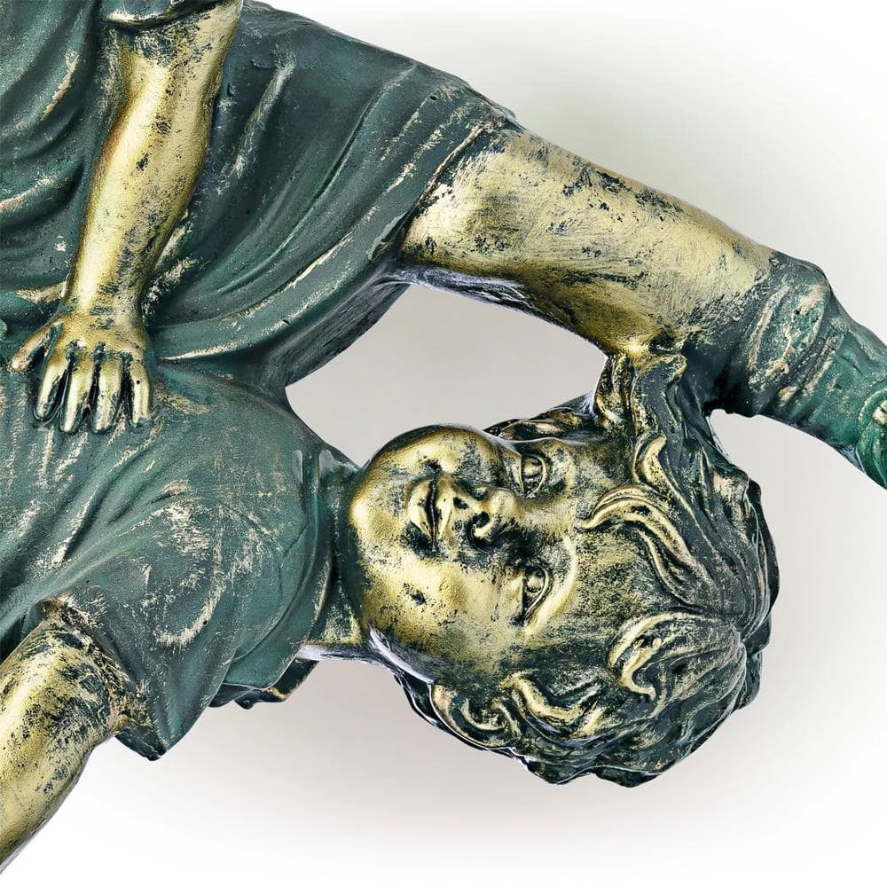 Alpine Corporation 26 in. Tall Indoor/Outdoor Girl Jumping Over Boy Statue Yard Art Decoration - Image 11