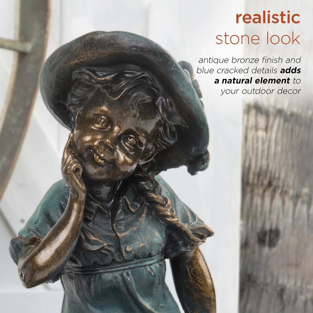 Alpine Corporation 14 in. Tall Indoor/Outdoor Girl and Boy Playing on Teeter Totter Statue Yard Art Decoration - Image 6