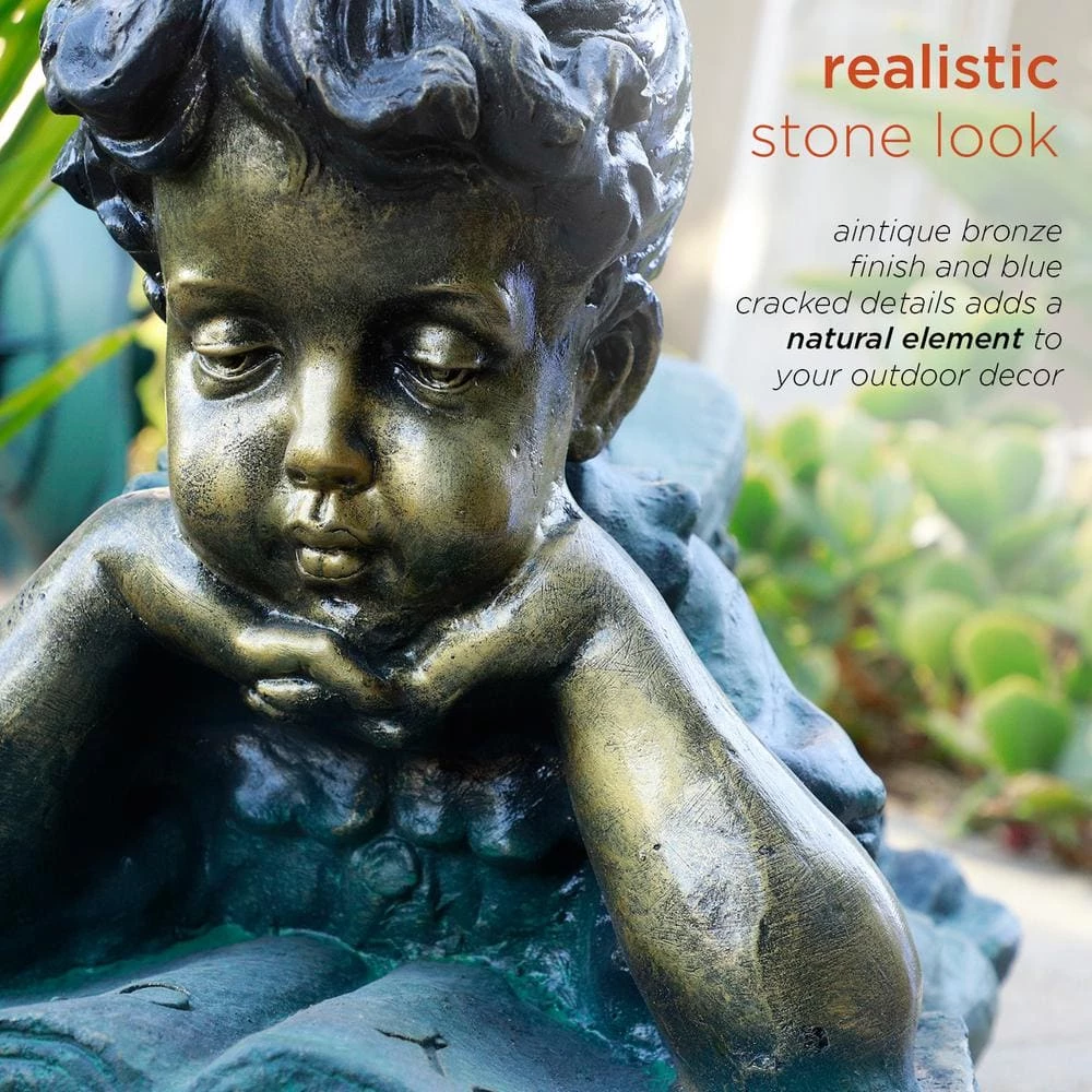 Alpine Corporation 16 in. Tall Indoor/Outdoor Girl Laying Down Reading Book Statue Set Yard Art Decoration - Image 5