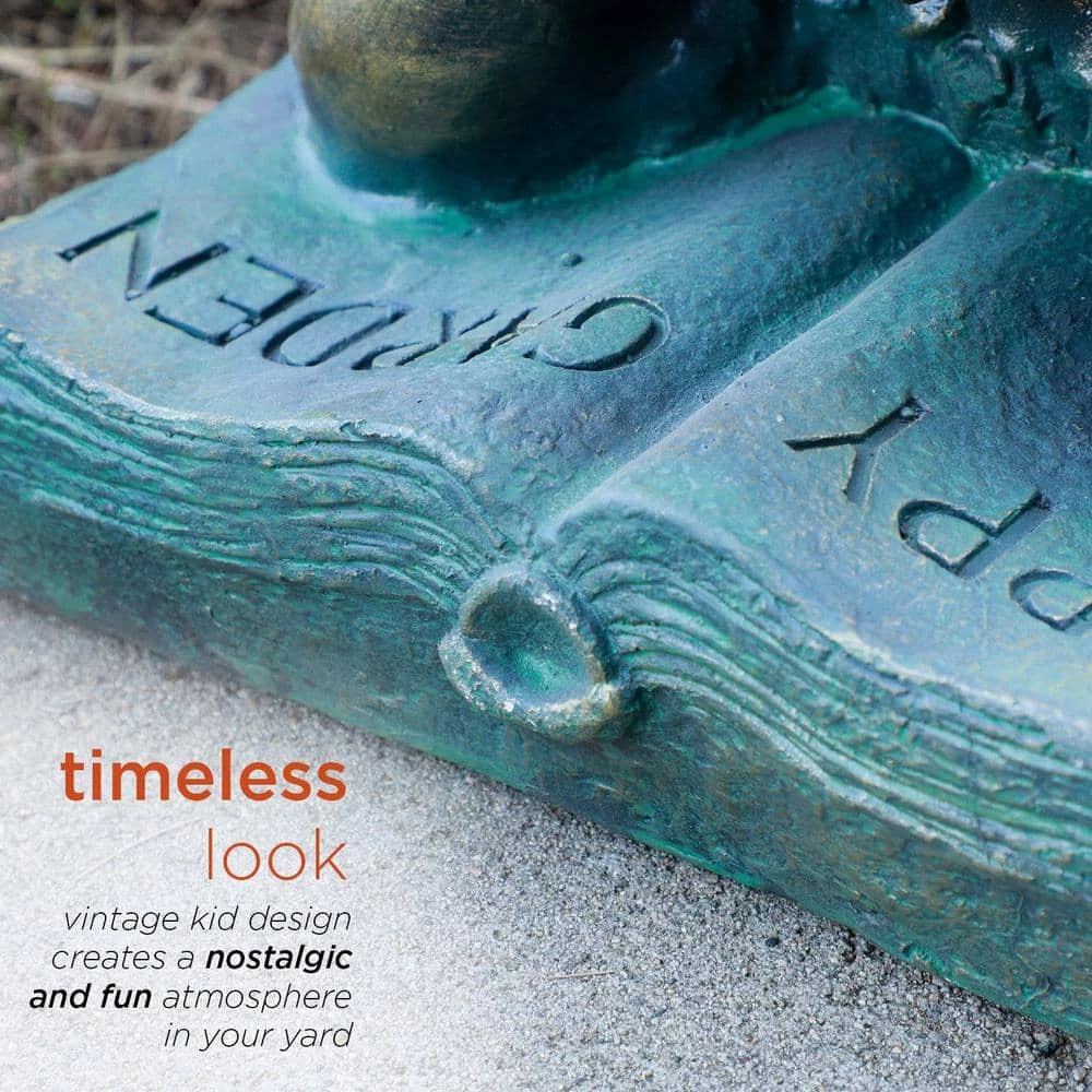 Alpine Corporation 16 in. Tall Indoor/Outdoor Girl Laying Down Reading Book Statue Set Yard Art Decoration - Image 6