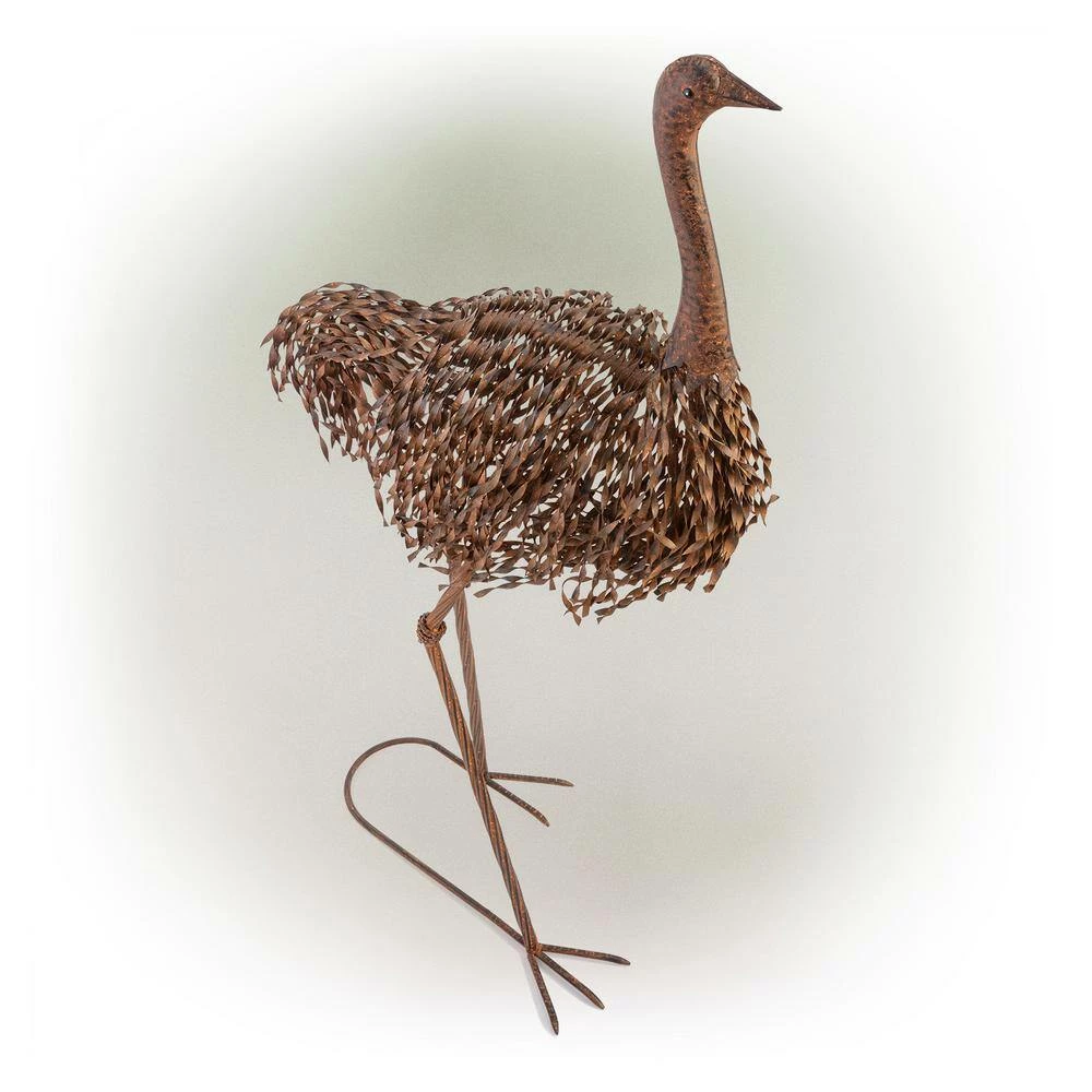Alpine Corporation 45 in. Tall Outdoor Metal Peaking Ostrich Standing Yard Statue Decoration - Image 10