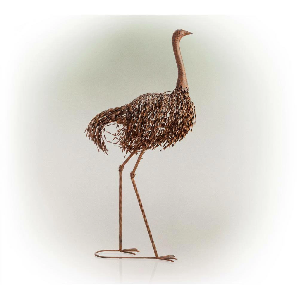 Alpine Corporation 45 in. Tall Outdoor Metal Peaking Ostrich Standing Yard Statue Decoration - Image 9