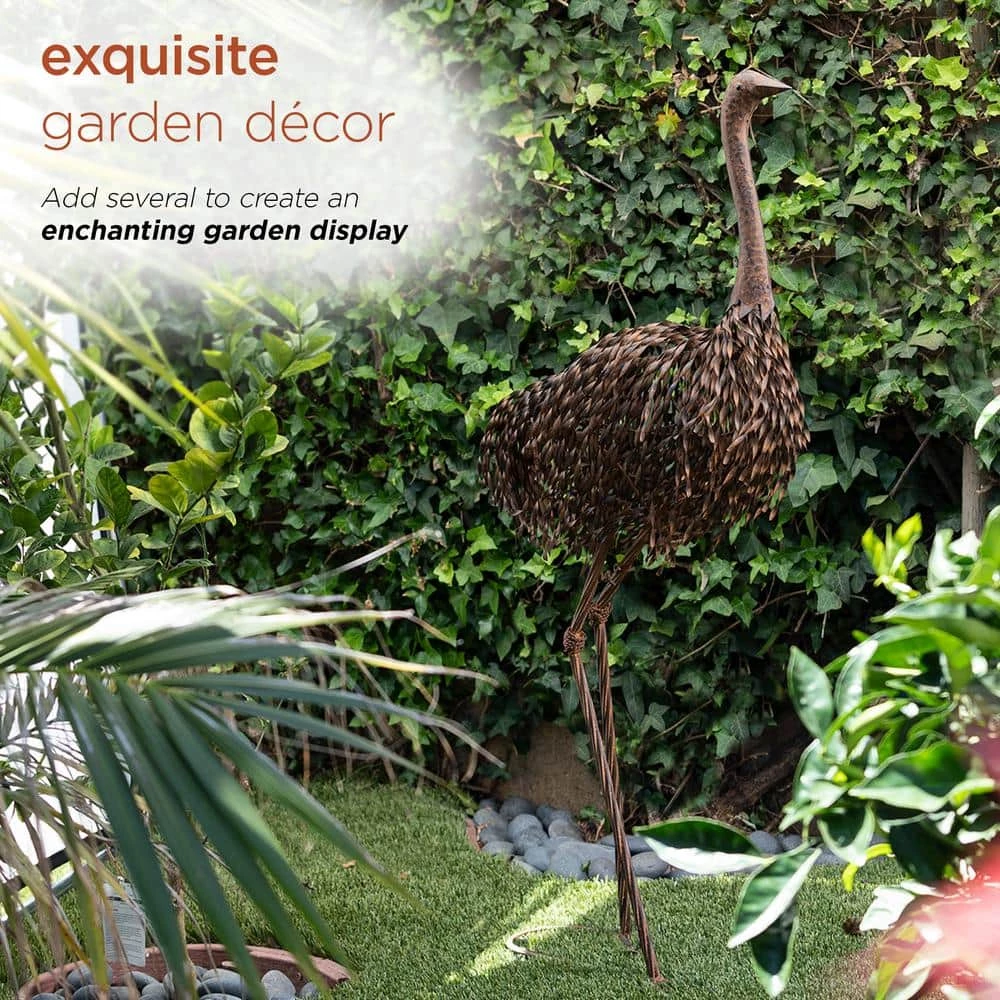 Alpine Corporation 45 in. Tall Outdoor Metal Peaking Ostrich Standing Yard Statue Decoration - Image 4