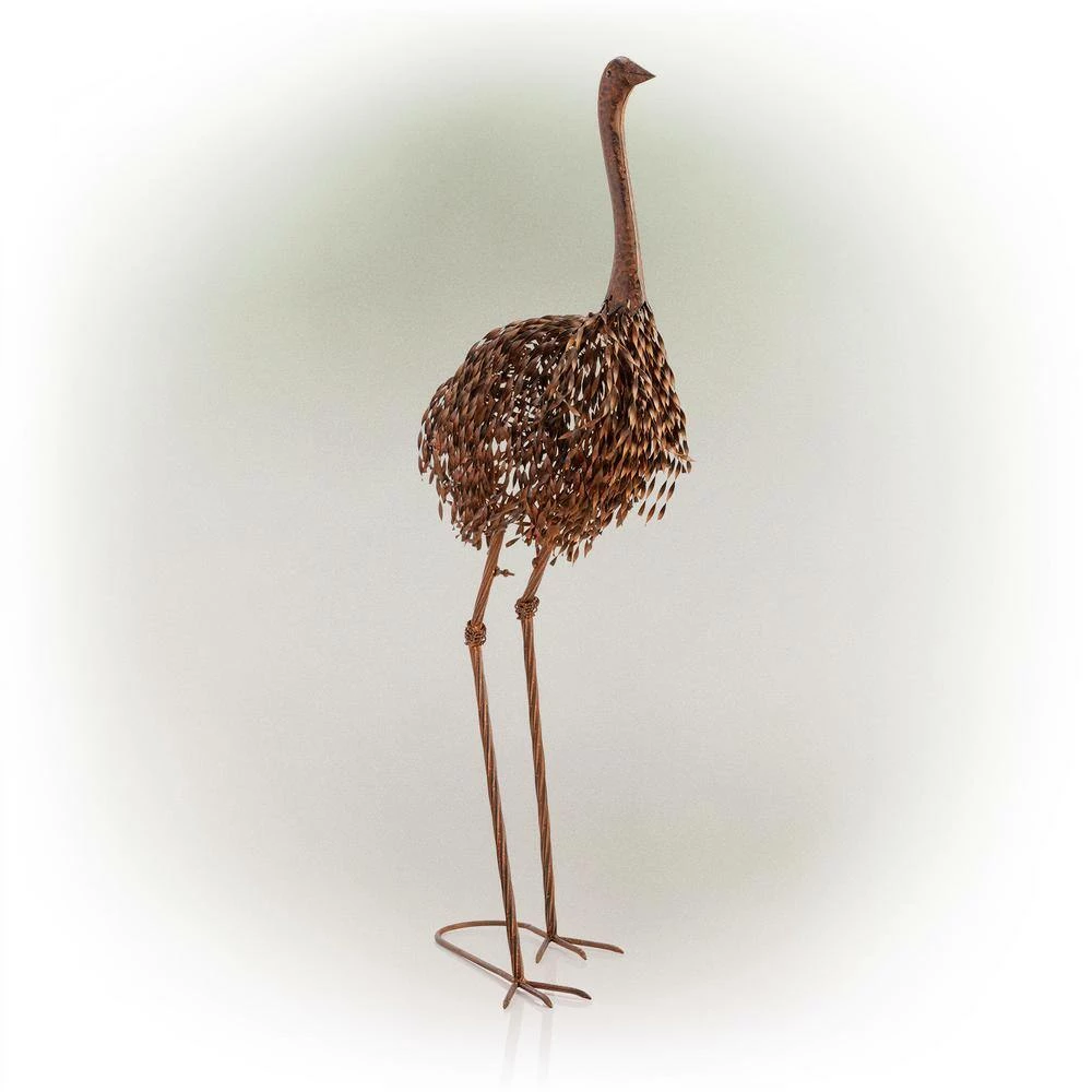 Alpine Corporation 45 in. Tall Outdoor Metal Peaking Ostrich Standing Yard Statue Decoration - Image 8