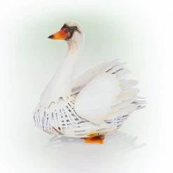 Alpine Corporation 11 in. H Indoor/Outdoor Metal White Swan Decorative Garden Statue