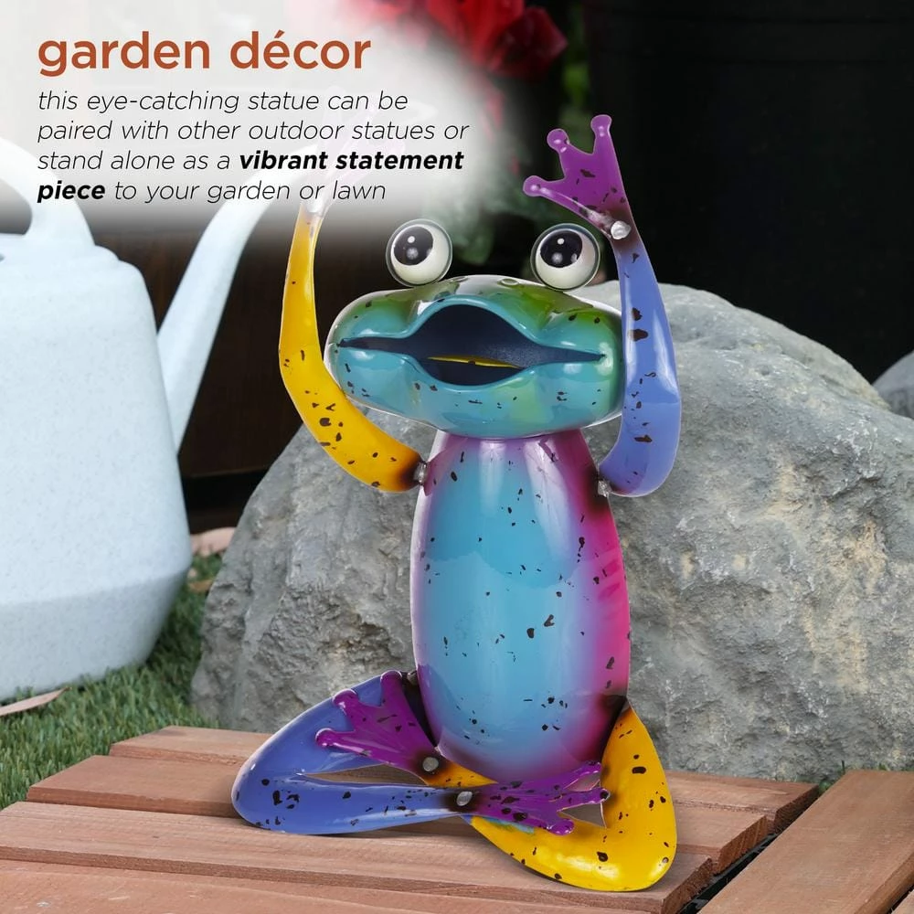 Alpine Corporation 7 in. L x 4 in. W x 11 in. H Colorful Metal Frog Garden Decoration Figurine - Image 5