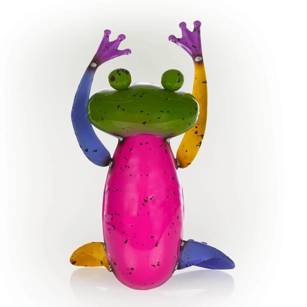 Alpine Corporation 7 in. L x 4 in. W x 11 in. H Colorful Metal Frog Garden Decoration Figurine - Image 10