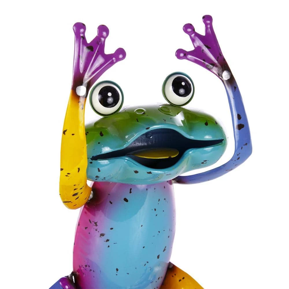 Alpine Corporation 7 in. L x 4 in. W x 11 in. H Colorful Metal Frog Garden Decoration Figurine - Image 11