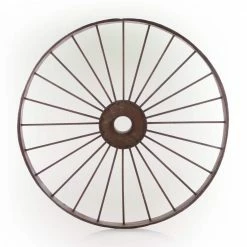 Alpine Corporation 39 in. Dia Indoor or Outdoor Small Vintage Metal Wheel Decor
