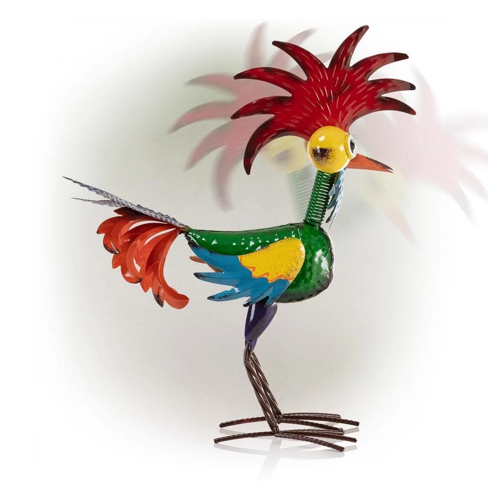 Alpine Corporation 18 in. Tall Indoor/Outdoor Wacky Metal Rooster Yard Statue Decoration - Image 8