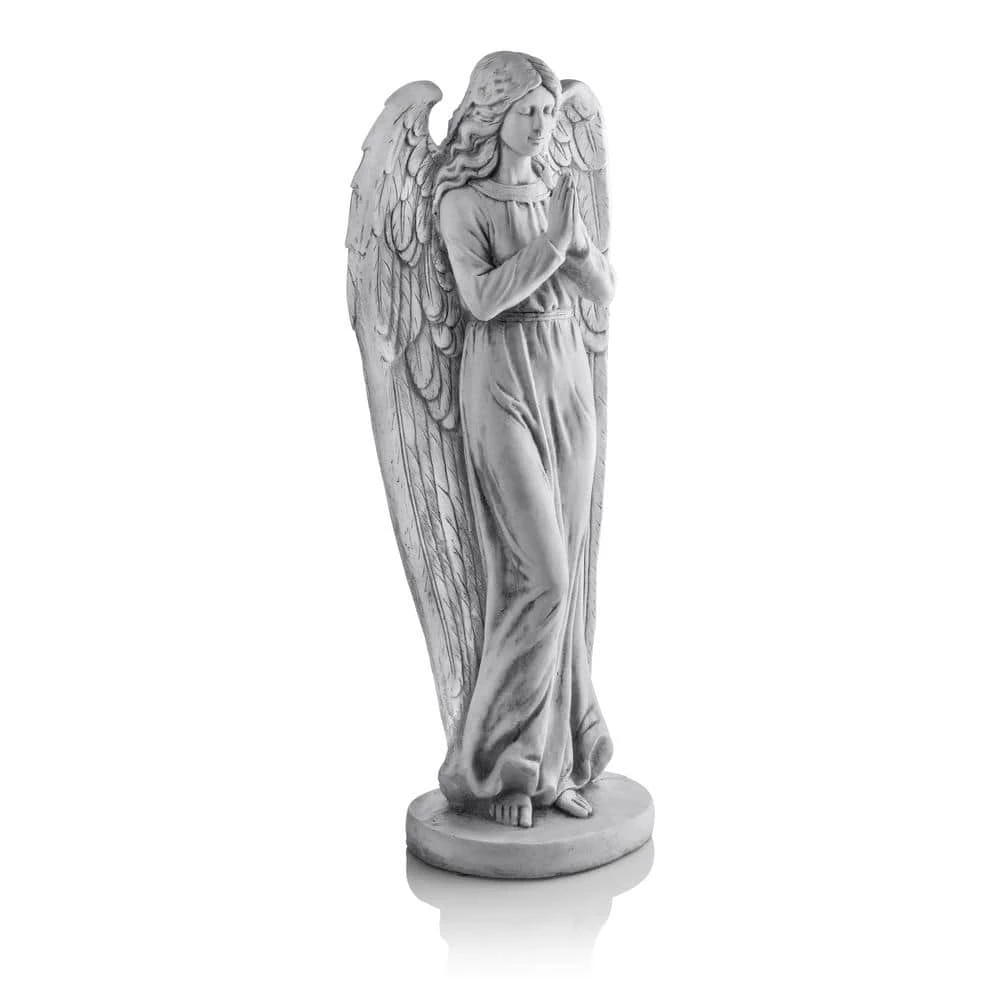 Alpine Corporation 47 in. Tall Indoor/Outdoor Praying Angel Statue Yard Art Decoration, Light Gray - Image 9