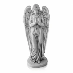 Alpine Corporation 47 in. Tall Indoor/Outdoor Praying Angel Statue Yard Art Decoration, Light Gray