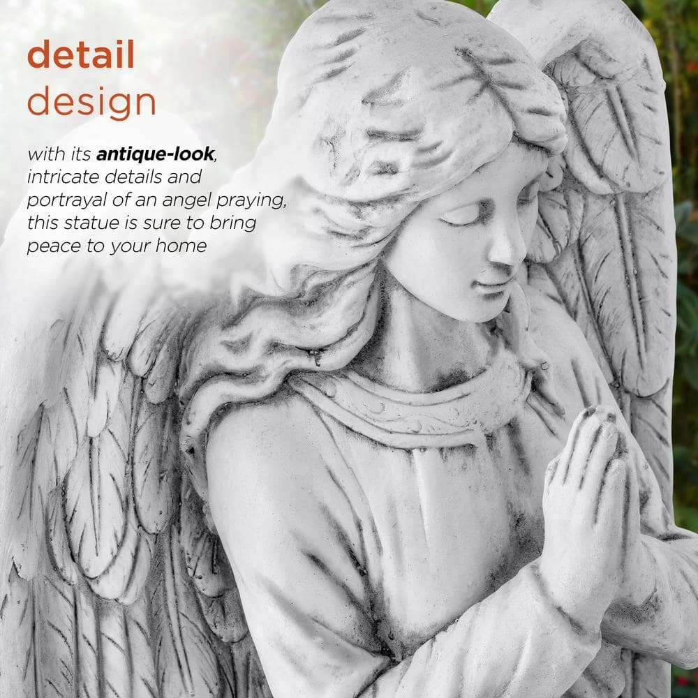 Alpine Corporation 47 in. Tall Indoor/Outdoor Praying Angel Statue Yard Art Decoration, Light Gray - Image 6