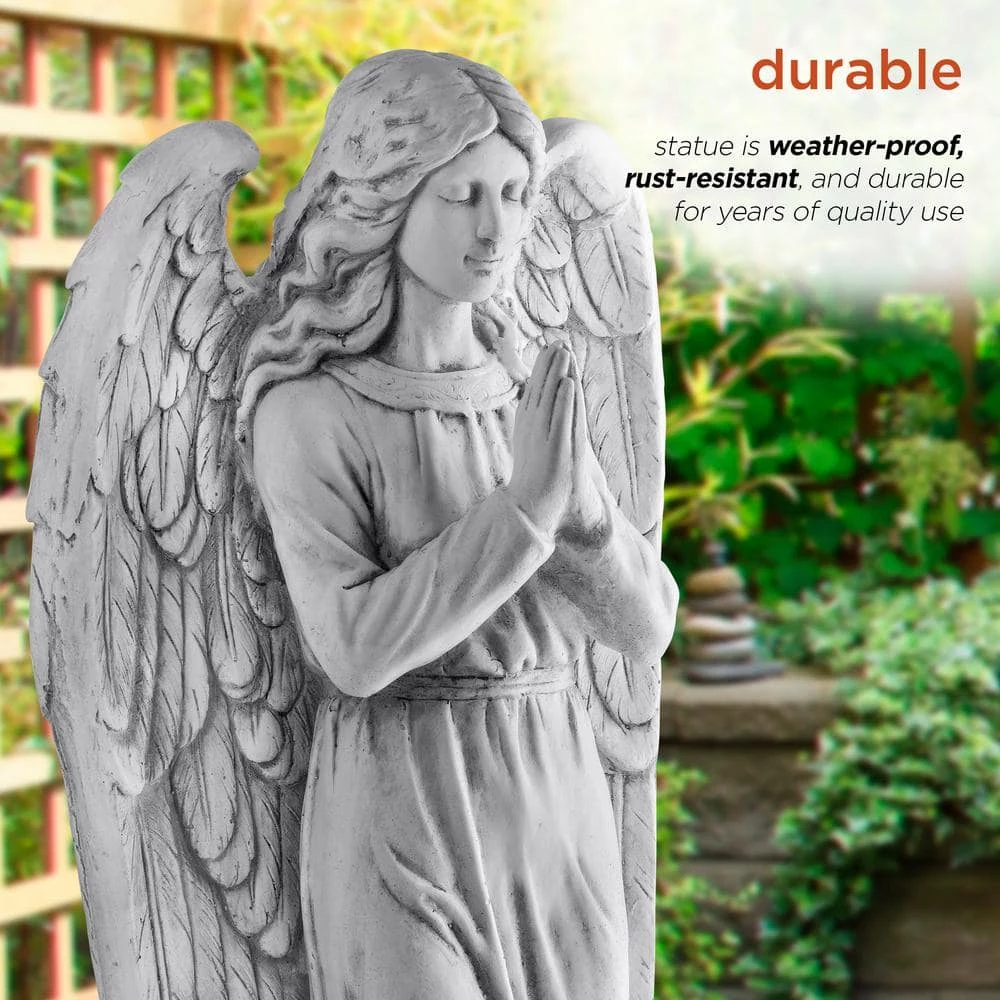 Alpine Corporation 47 in. Tall Indoor/Outdoor Praying Angel Statue Yard Art Decoration, Light Gray - Image 7