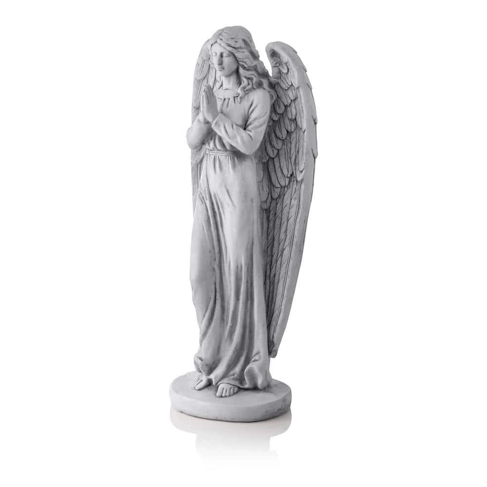 Alpine Corporation 47 in. Tall Indoor/Outdoor Praying Angel Statue Yard Art Decoration, Light Gray - Image 8