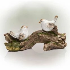 Alpine Corporation 11 in. Tall Indoor/Outdoor Birds on Branch Statue Decoration, Multicolor