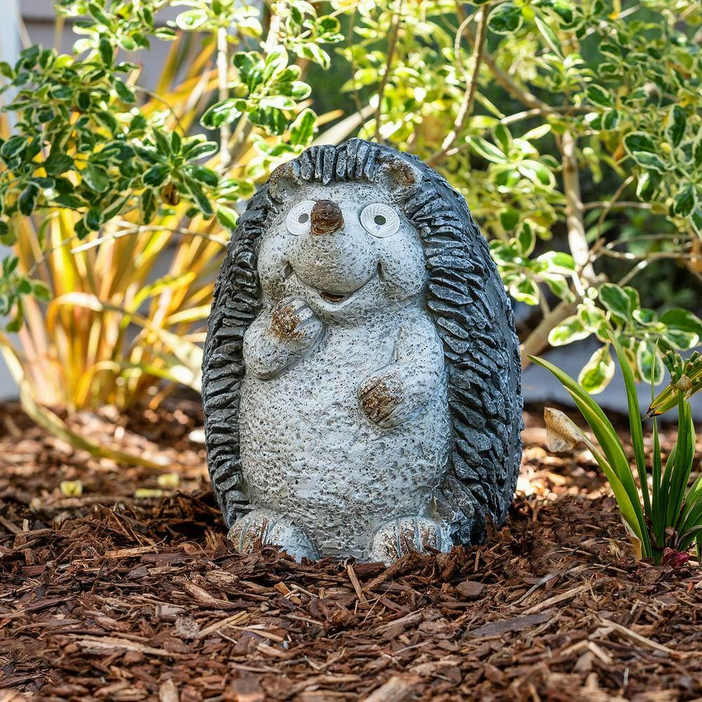 Alpine Corporation 15 in. Tall Outdoor Solar Powered Hedgehog Yard Garden Statue with LED Lights - Image 2