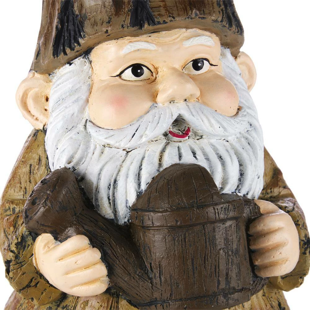 Alpine Corporation 16 in. H Indoor/Outdoor Garden Gnome with Watering Can Statue, Brown - Image 11