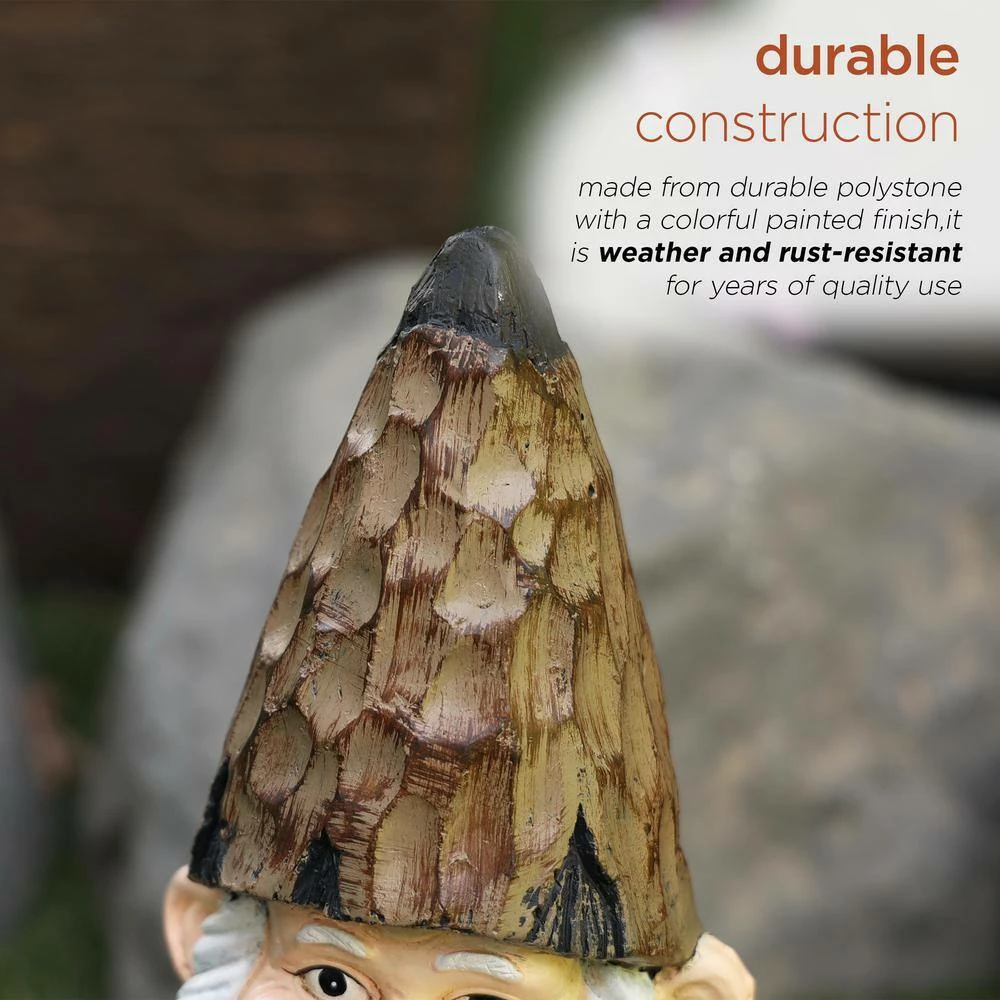 Alpine Corporation 16 in. H Indoor/Outdoor Garden Gnome with Watering Can Statue, Brown - Image 7