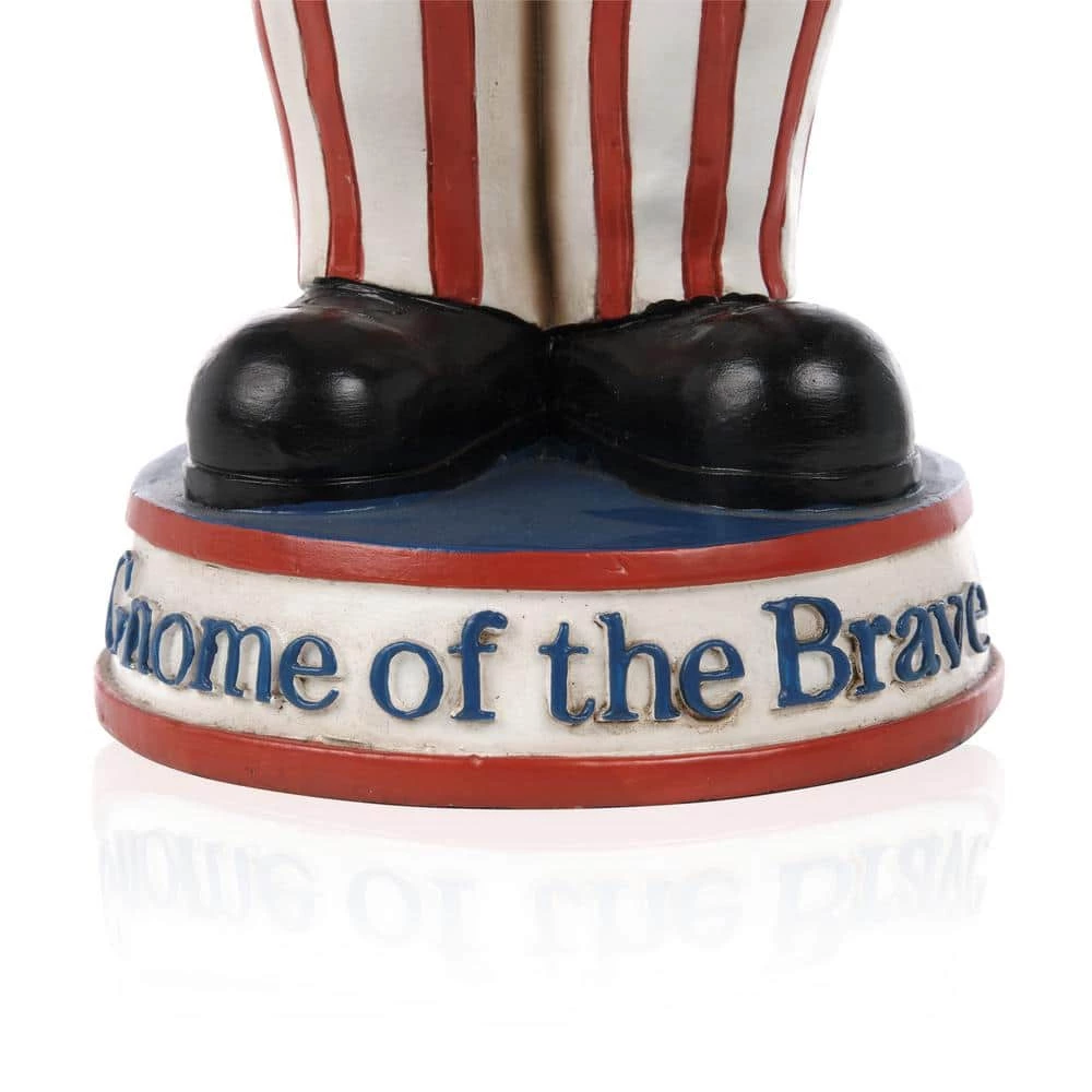 Alpine Corporation 12 in. H Uncle Sam "Gnome of the Brave" Indoor/Outdoor Garden Gnome Statue, Red/White/Blue - Image 12