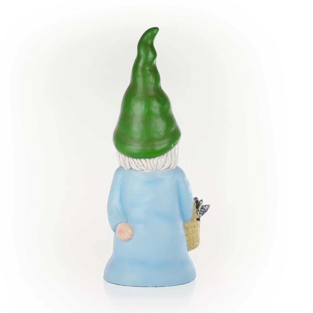 Alpine Corporation 24 in. H "Happiness is Gnome Made" Indoor/Outdoor Garden Gnome Statue, Green/Blue - Image 10
