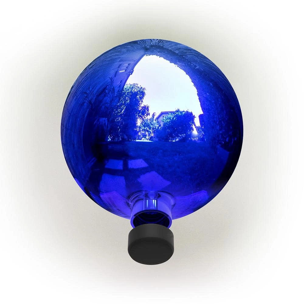 Alpine Corporation 10 in. Dia Indoor/Outdoor Glass Gazing Globe Festive Yard Decor, Blue - Image 10