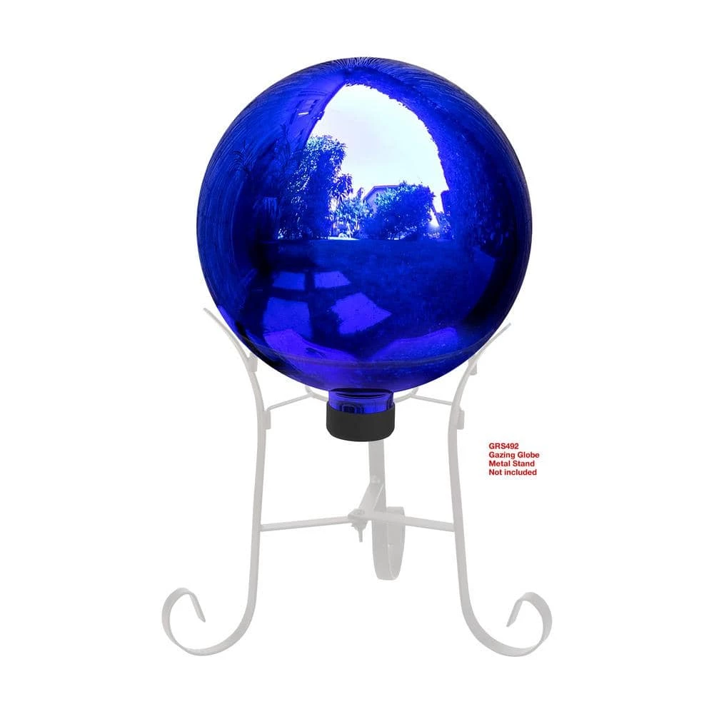 Alpine Corporation 10 in. Dia Indoor/Outdoor Glass Gazing Globe Festive Yard Decor, Blue - Image 9