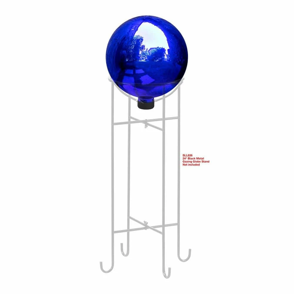 Alpine Corporation 10 in. Dia Indoor/Outdoor Glass Gazing Globe Festive Yard Decor, Blue - Image 8
