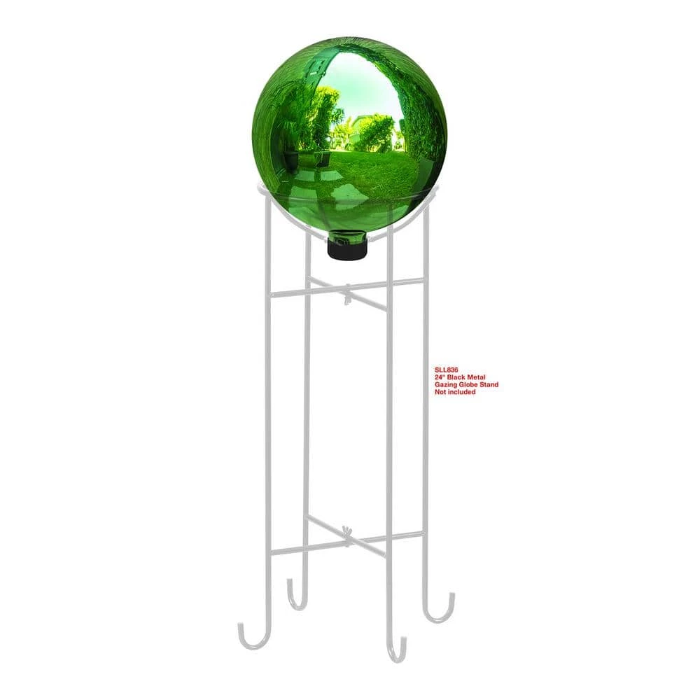 Alpine Corporation 10 in. Dia Indoor/Outdoor Glass Gazing Globe Festive Yard Decor, Green - Image 5