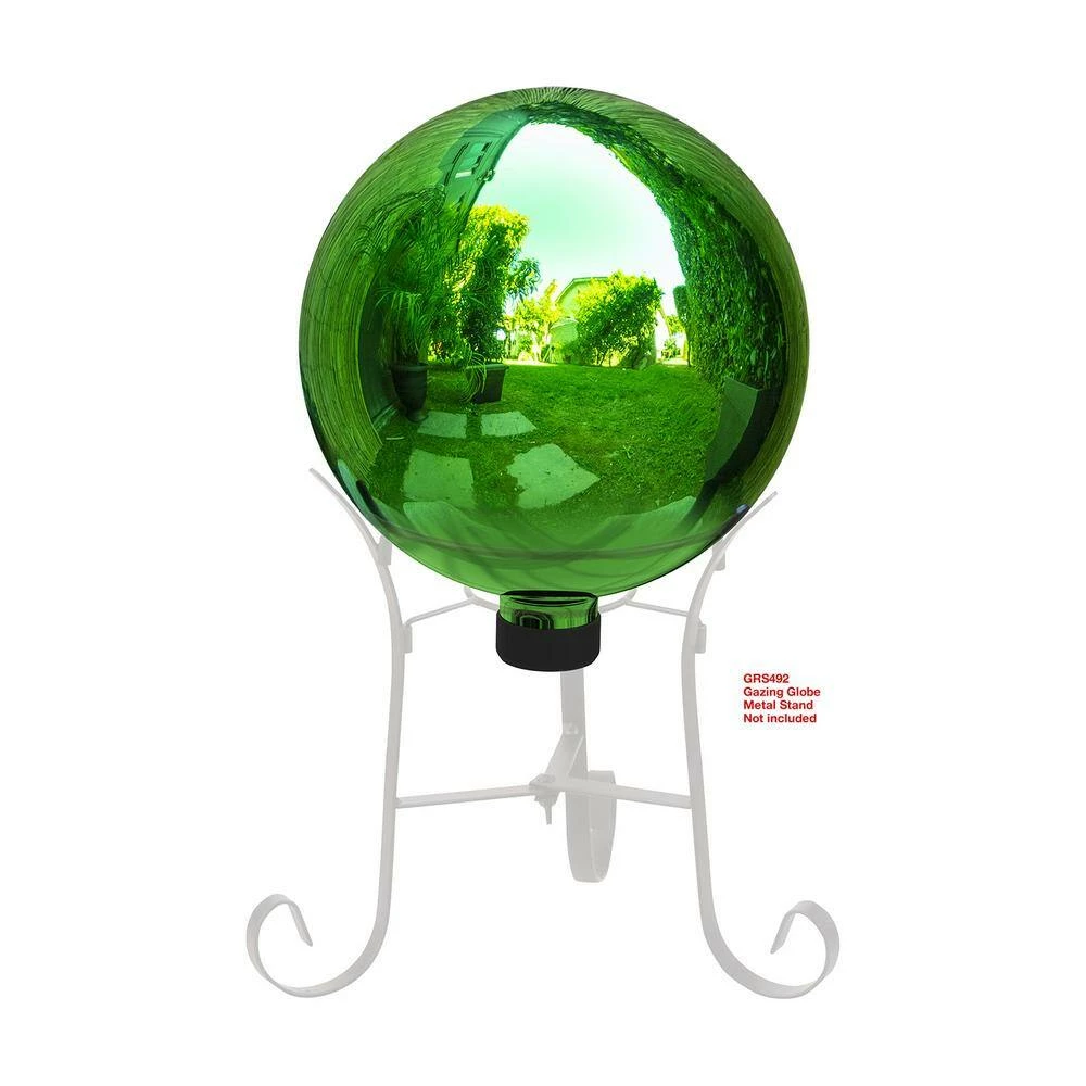 Alpine Corporation 10 in. Dia Indoor/Outdoor Glass Gazing Globe Festive Yard Decor, Green - Image 6