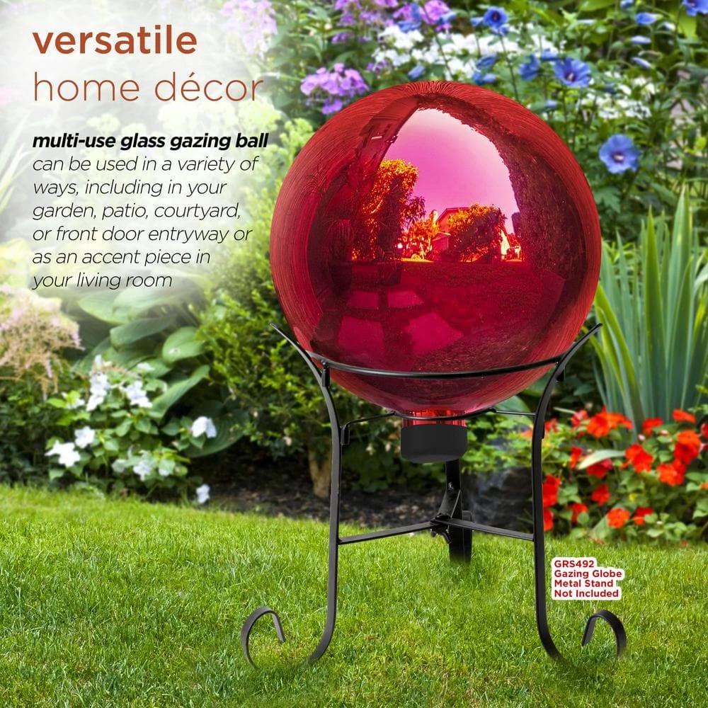 Alpine Corporation 10 in. Dia Indoor/Outdoor Glass Gazing Globe Yard Decoration, Red - Image 5