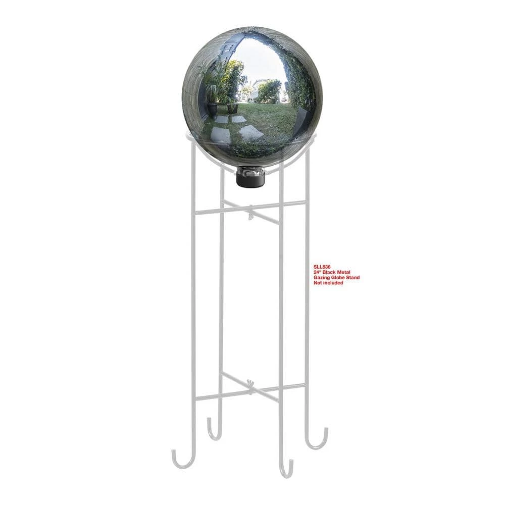 Alpine Corporation 10 in. Dia Indoor/Outdoor Glass Gazing Globe Yard Decoration, Silver - Image 9