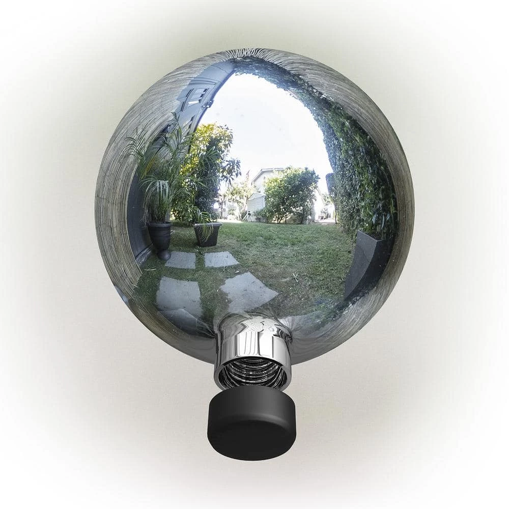 Alpine Corporation 10 in. Dia Indoor/Outdoor Glass Gazing Globe Yard Decoration, Silver - Image 7