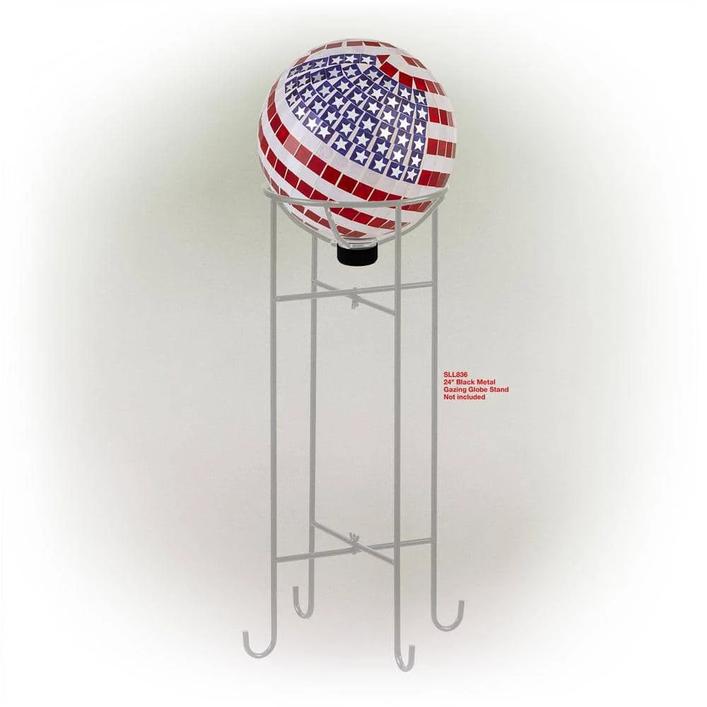Alpine Corporation 12 in. Tall Indoor/Outdoor Mosaic American Flag Gazing Globe Yard Art Decor - Image 6