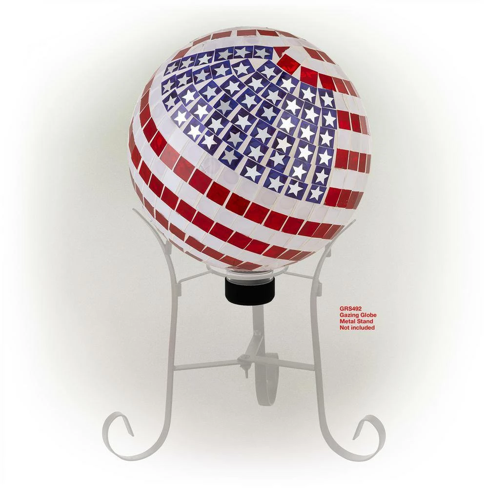 Alpine Corporation 12 in. Tall Indoor/Outdoor Mosaic American Flag Gazing Globe Yard Art Decor - Image 7