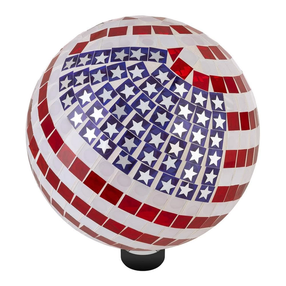Alpine Corporation 12 in. Tall Indoor/Outdoor Mosaic American Flag Gazing Globe Yard Art Decor - Image 5