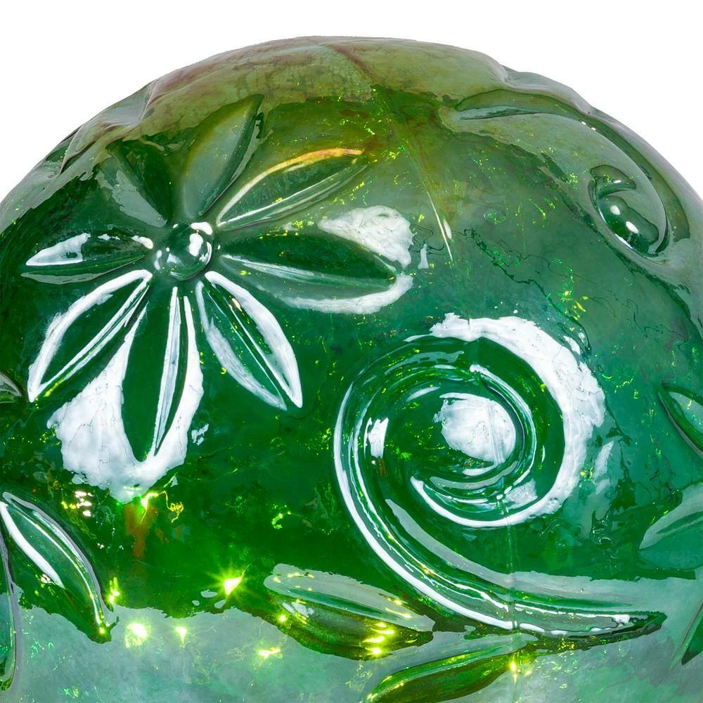 Alpine Corporation 13 in. Tall Indoor/Outdoor Pearlized Green Glass LED Gazing Globe with Stand - Image 9