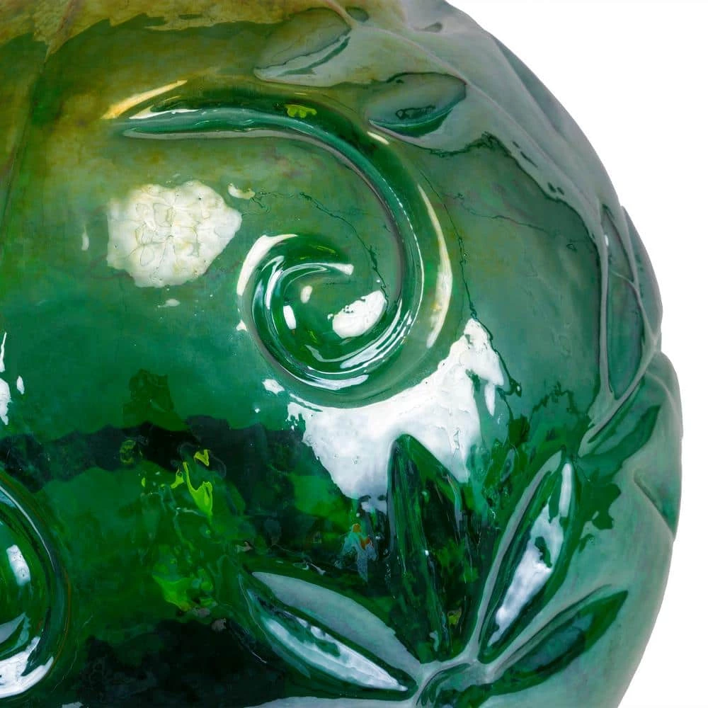 Alpine Corporation 13 in. Tall Indoor/Outdoor Pearlized Green Glass LED Gazing Globe with Stand - Image 10