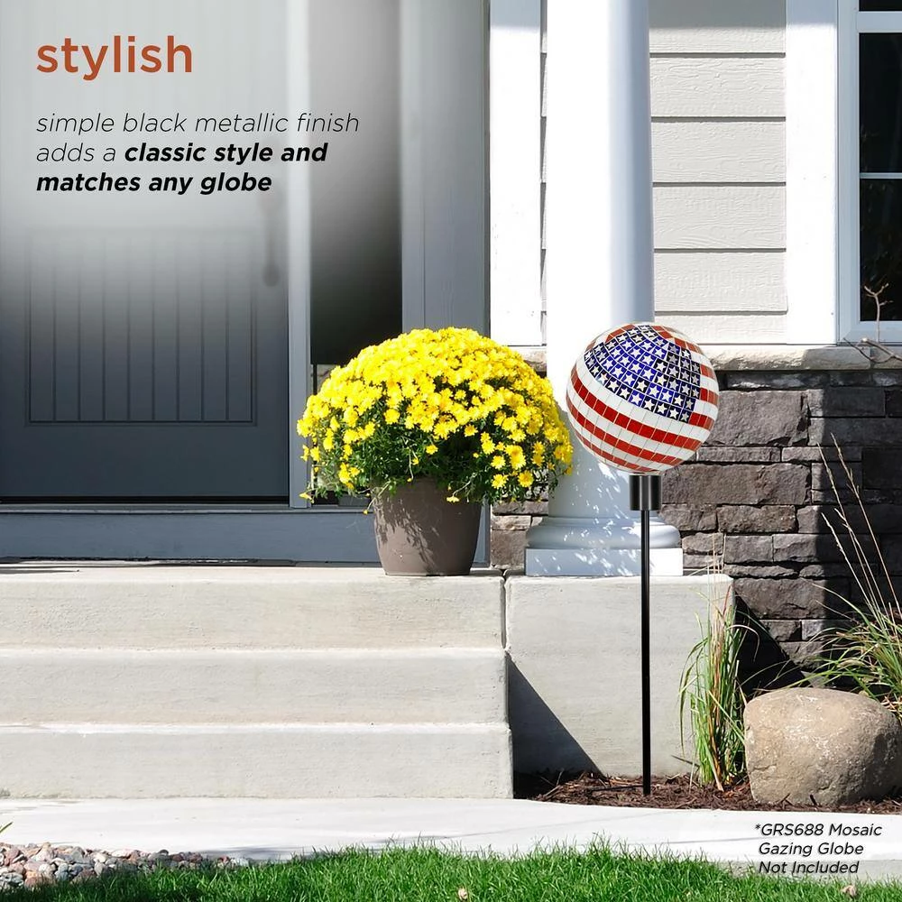 Alpine Corporation 31 in. Tall Outdoor Metal Gazing Globe Display Stand, Black - Image 7