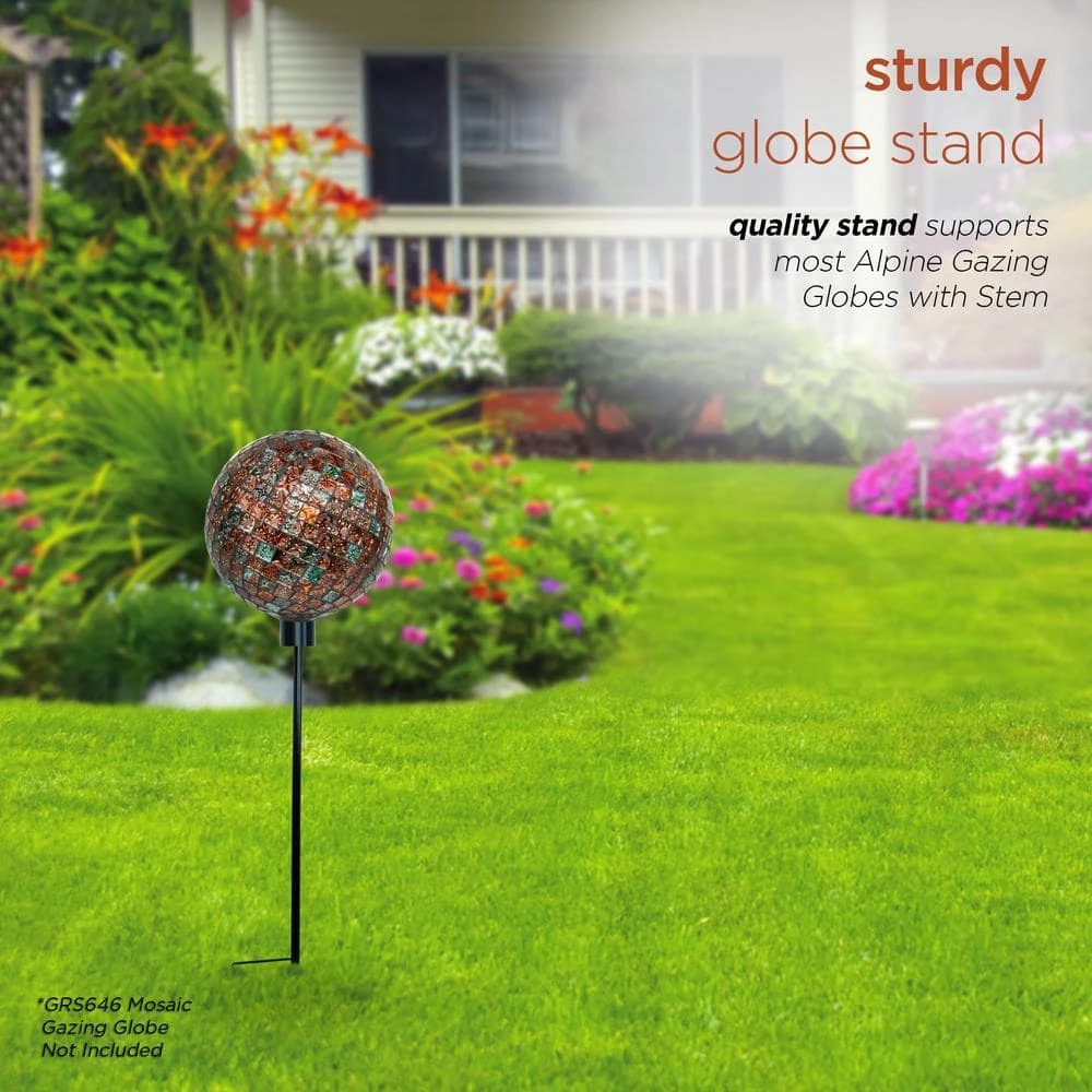 Alpine Corporation 31 in. Tall Outdoor Metal Gazing Globe Display Stand, Black - Image 4