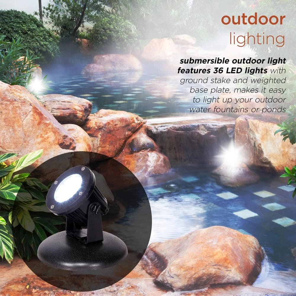 Alpine Corporation Outdoor 36 Count Pond or Garden Super Bright White LED Light with Transformer - Image 4