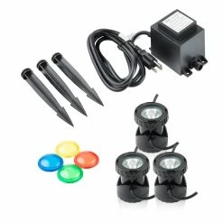 Alpine Corporation Power Beam Set of 3 Indoor/Outdoor 20-Watt Halogen Lights with Transformer