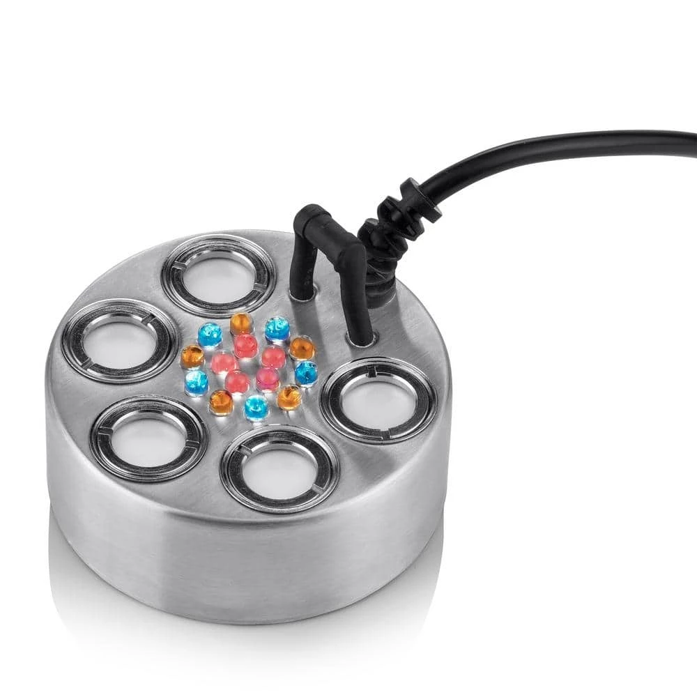 Alpine Corporation Super Power Pond Fogger with Floating Ring and LED Lights Outdoor Decor Accessory