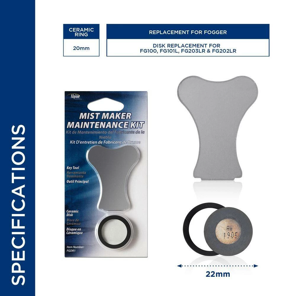 Alpine Corporation 20 mm Fogger/Mist Maker Disk Maintenance Kit for FG202LR/FG203LR Foggers - Image 2