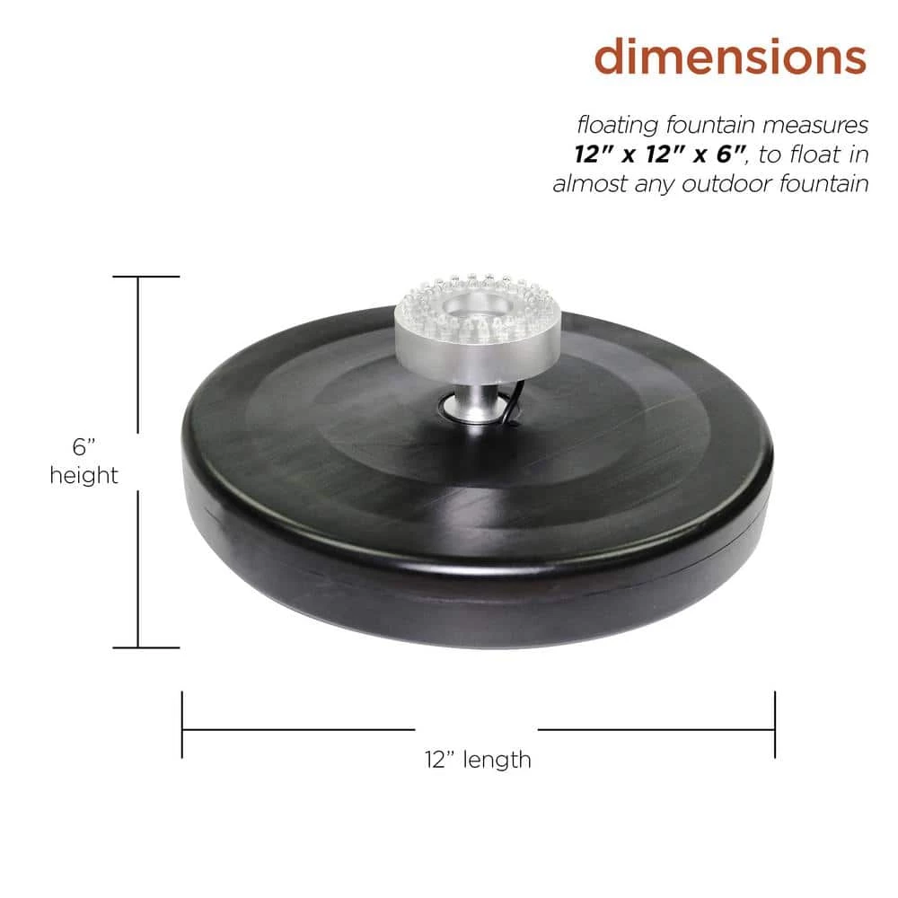 Alpine Corporation 550-GPH Pump 48-LED Light Floating Spray Fountain, Black - Image 3