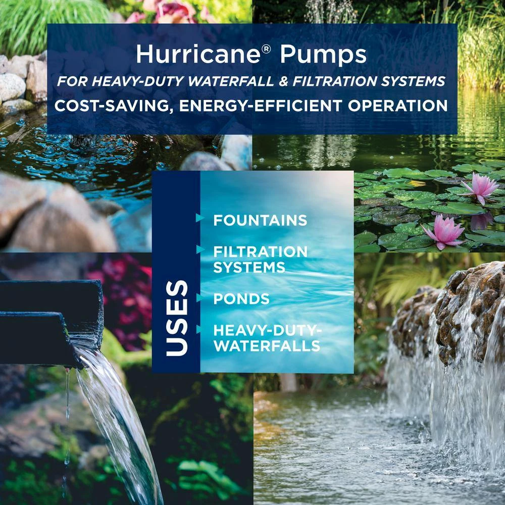 Alpine Corporation Hurricane Pump 1500 GPH with 33 Ft. Cord for Ponds, Fountains, and Waterfalls - Image 7