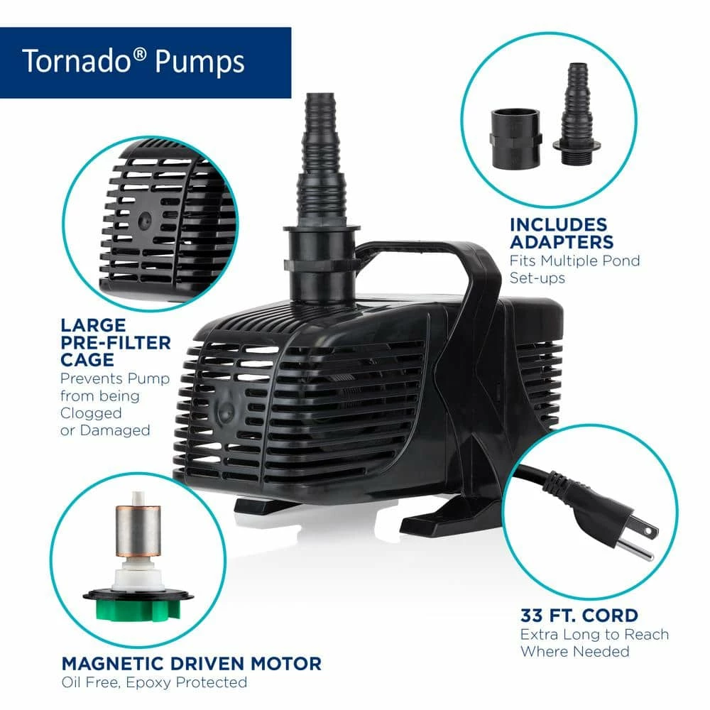 Alpine Corporation Tornado Pump 3100 GPH with 33 ft. Cord for Ponds, Fountains, and Waterfalls - Image 4