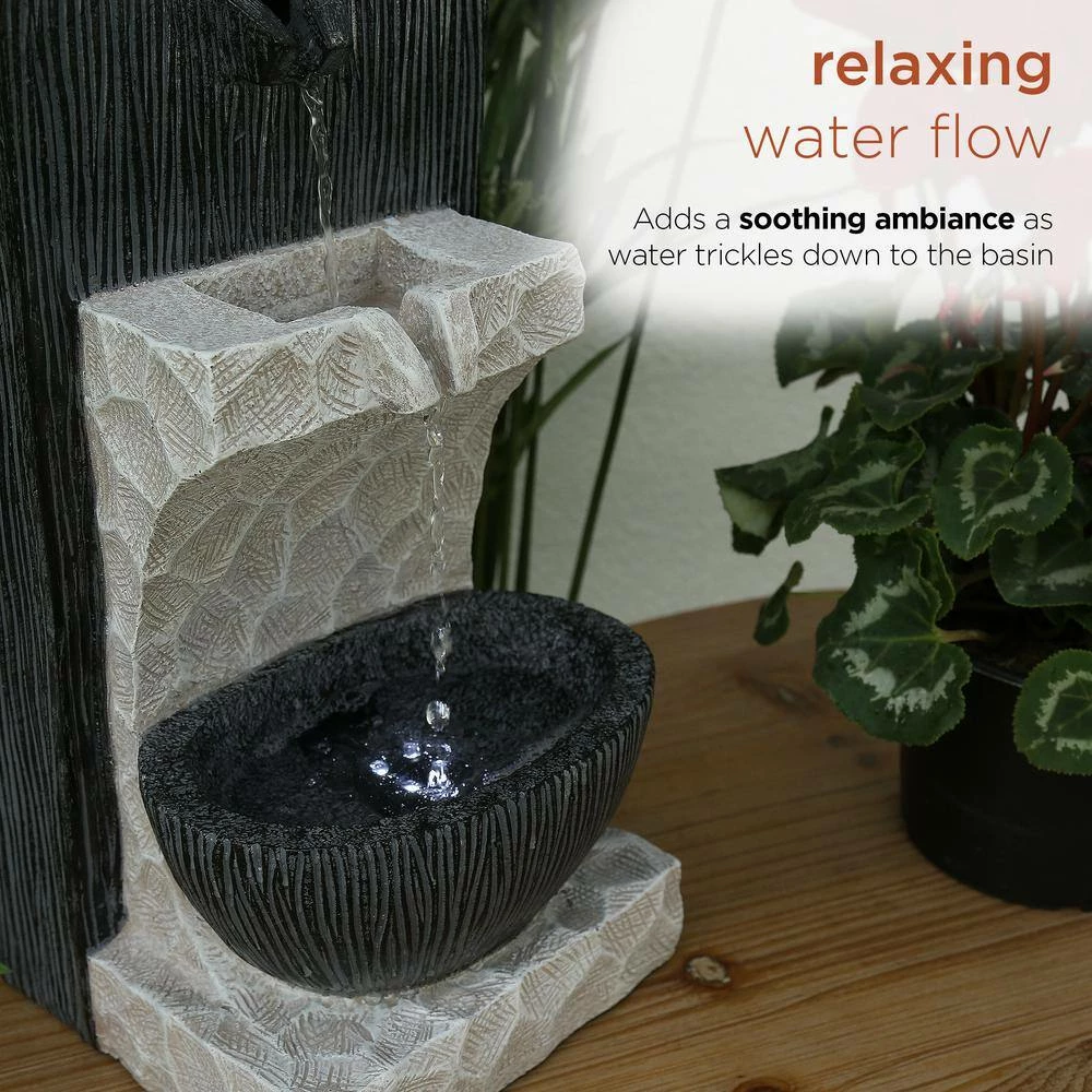 Alpine Corporation 14 in. Tall Modern Cascading Tabletop Fountain Decoration with LED Lights - Image 6
