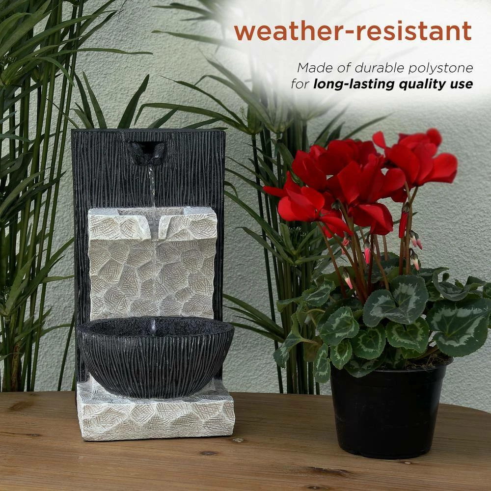 Alpine Corporation 14 in. Tall Modern Cascading Tabletop Fountain Decoration with LED Lights - Image 7